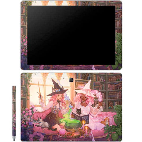 Pink Anime Witch Girls in Library with Cats by Ivy Dolamore Galaxy Book 12in Skin